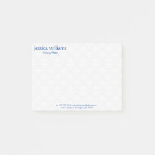 Post-it® Fond en damas blanc avec typographie bleue