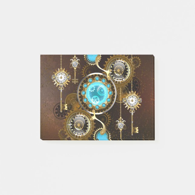 Post-it® Fond rouillé Steampunk avec verres turquoise (Devant)
