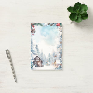 Post-it® Forêt de montagne Snowly Log Cabines Noël