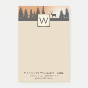 Post-it® Forêt rustique avec nom et monogramme
