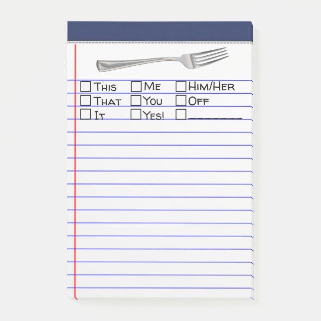 Post-it® Fork à choix multiple 4"X6" (Devant)