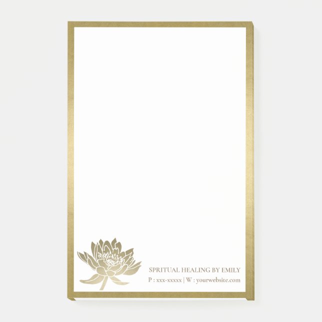 POST-IT® FORMAT ÉLÉGANT FAUX OR LOTUS FLORAL BUSINESS (Devant)