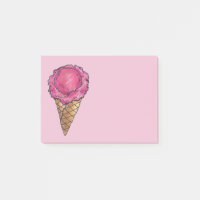 Fraise rose crème glacée gaufre cône Poster