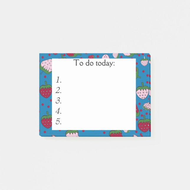 Post-it® Fraises rouge et rose sur Blue Post it Notes (Devant)