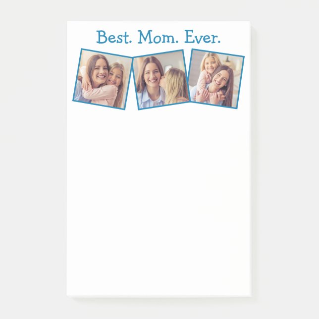 Post-it® Fun Best Mom Ever 4 Photo Collage Bloc-notes bleu (Devant)