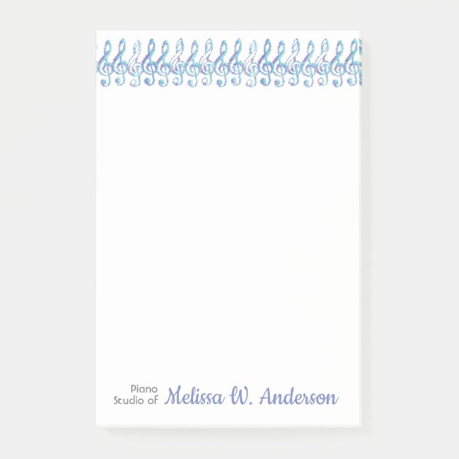 Post-it® Fun personnalisé Squiggly Rainbow Treble Clefs (Devant)