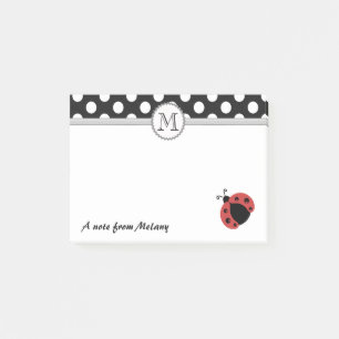 Post-it® Funky mignon poulie ladybugs pois monogramme