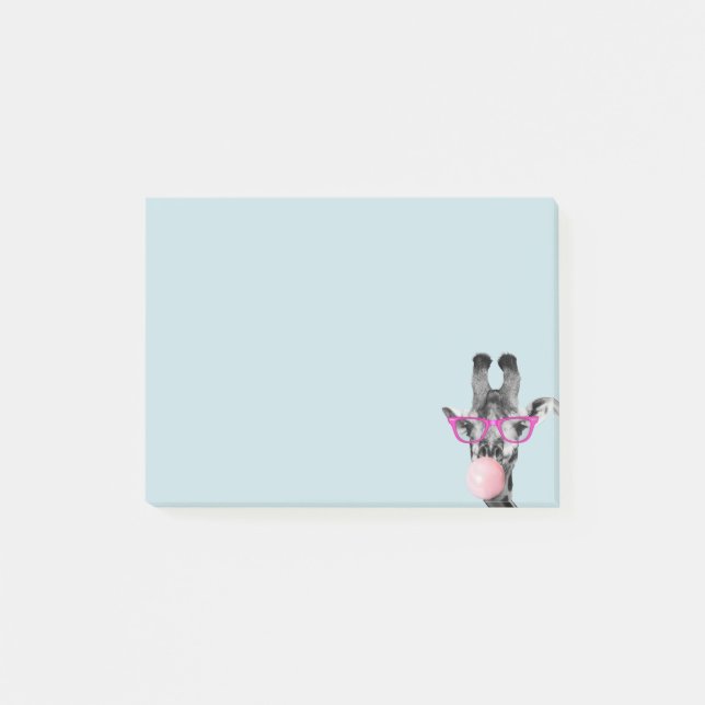 Post-it® Funky mignonne Giraffe Verre rose bulle gomme (Devant)