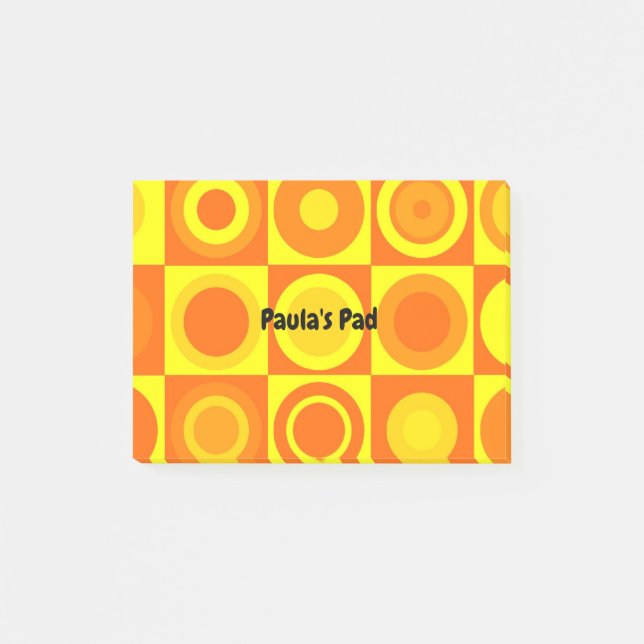 Post-it® Funky Retro Orange Yellow Circles Carré (Devant)