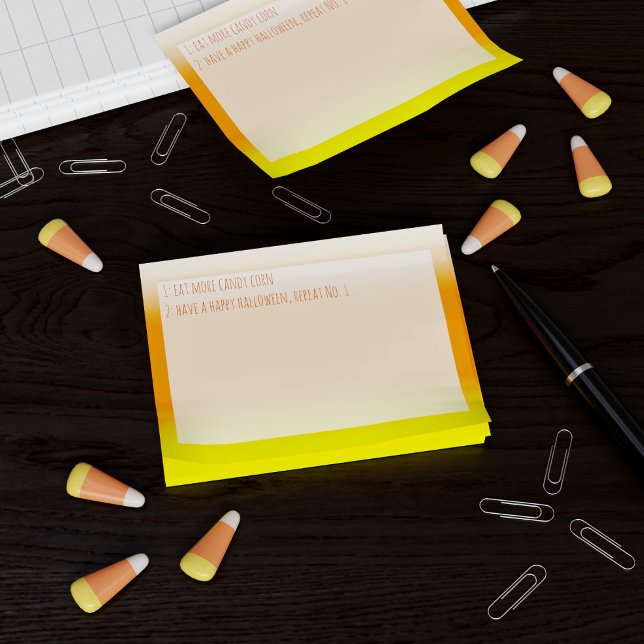 Post-it® Funny Halloween Personnalisé Jaune Orange Post it  (Funny Halloween Eat More Candy Corn Custom Post-it Notes just for you. Add your text)