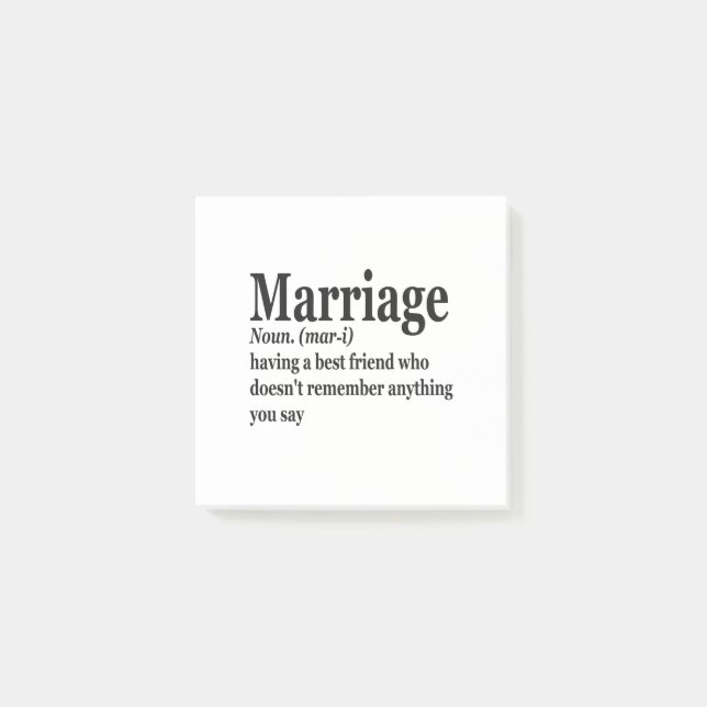 Post-it® Funny Mariage Définition Couple Mari Femme Cadeau (Devant)