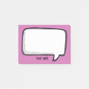 Post-it® Funny White Talk Bubble Fuchsia Nom personnalisé