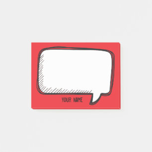 Post-it® Funny White Talk Bubble Red Nom personnalisé