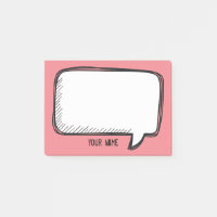 Funny White Talk bulle sur rose Nom personnalisé