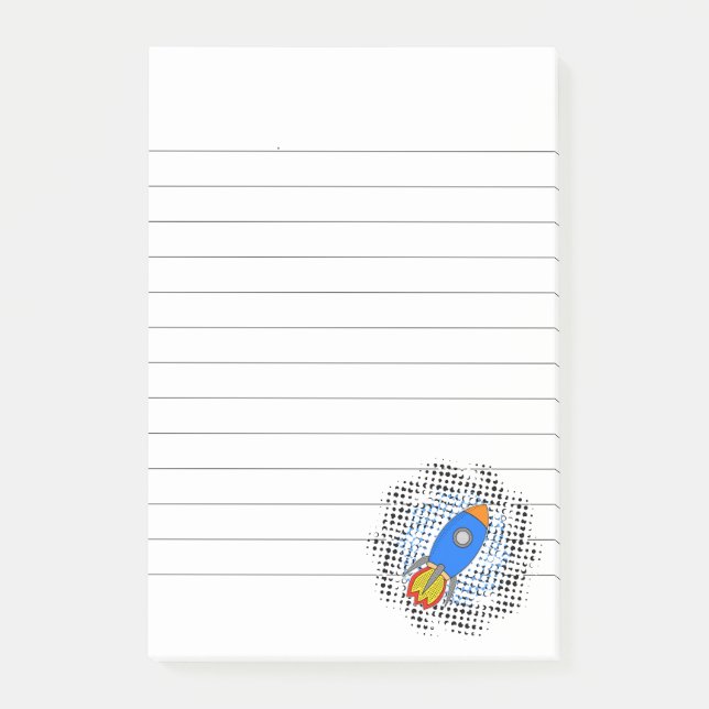 Post-it® Fusée de dessin animé avec galaxie de demi-teintes (Devant)
