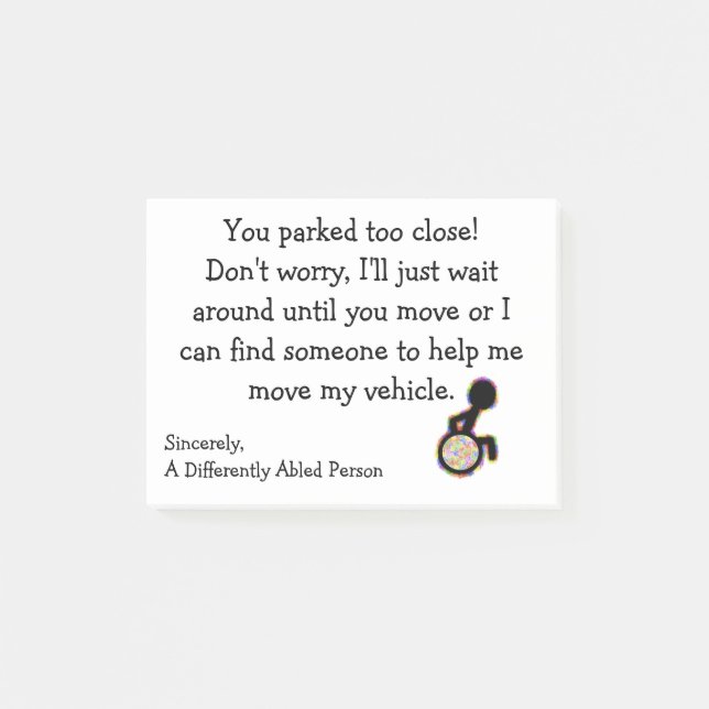 Post-it® Garé Trop Près Après. (Devant)