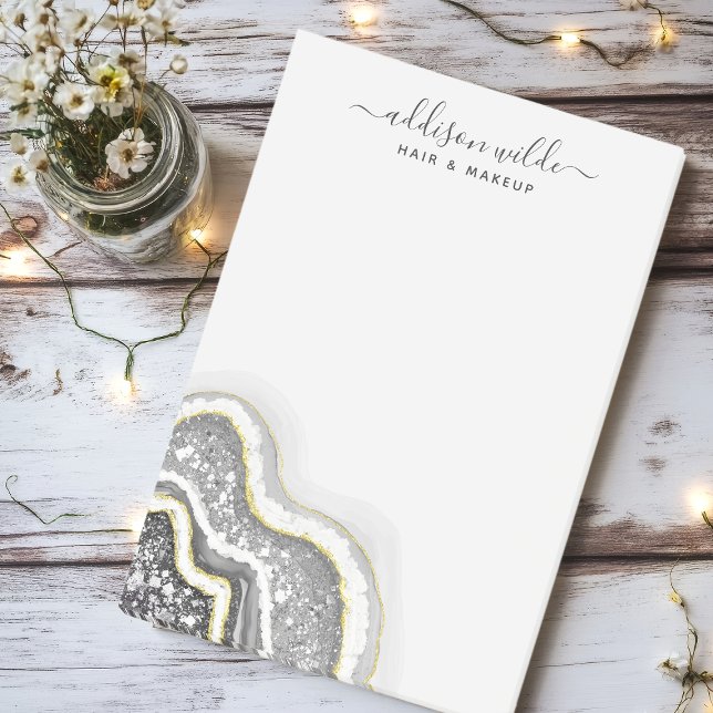 Post-it® Géode d'agate pailletée noir et blanc Luxe Entrepr (Créateur téléchargé)