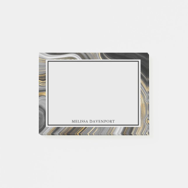 Post-it® Géode d'or et de gris moderne Géode minéral Abstra (Devant)