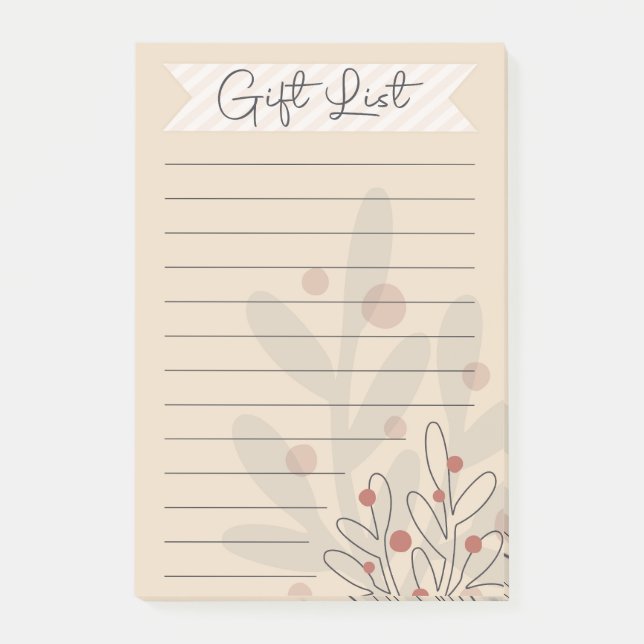 Post-it® Gift list, seasonal xmas mistletoe (Devant)