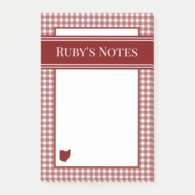 Post-it® Gingham Rouge de l'Ohio (Devant)
