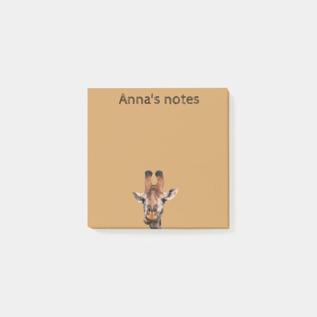 Post-it® girafe drôle et fond marron, personnalisé (Devant)