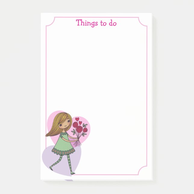 Post-it® Girl With Flowers (Devant)