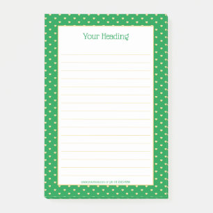 Post-it® Girly Hearts Faux Gold Foil Motif émeraude