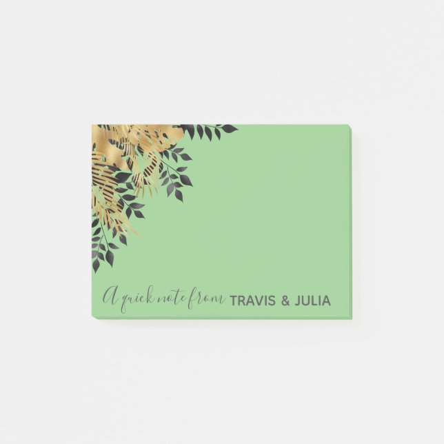 Post-it® Glam Black & Gold Tropical Feuilles (Devant)