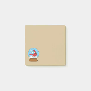 Post-it® Globe des neiges avec cardinal rouge mignon