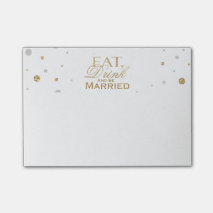 Post-it® Gold Confetti Manger Boire et être marié