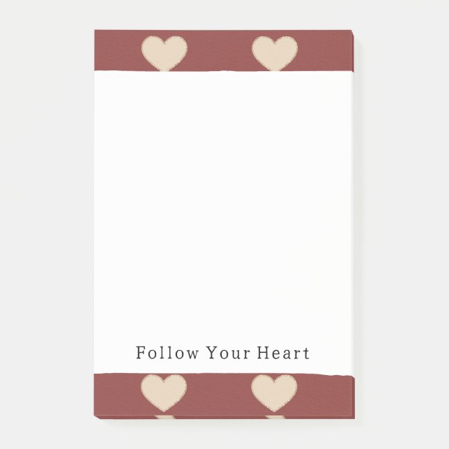 Post-it® Gold Red Cream Glitter Hearts Valentine's Day (Devant)