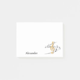 Post-it® Gold Treble Clef Music Notes Personnalisées