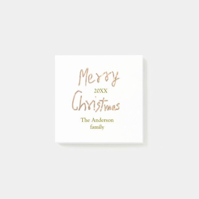 Post-it® Golden glitter merry christmas add family name yea (Devant)