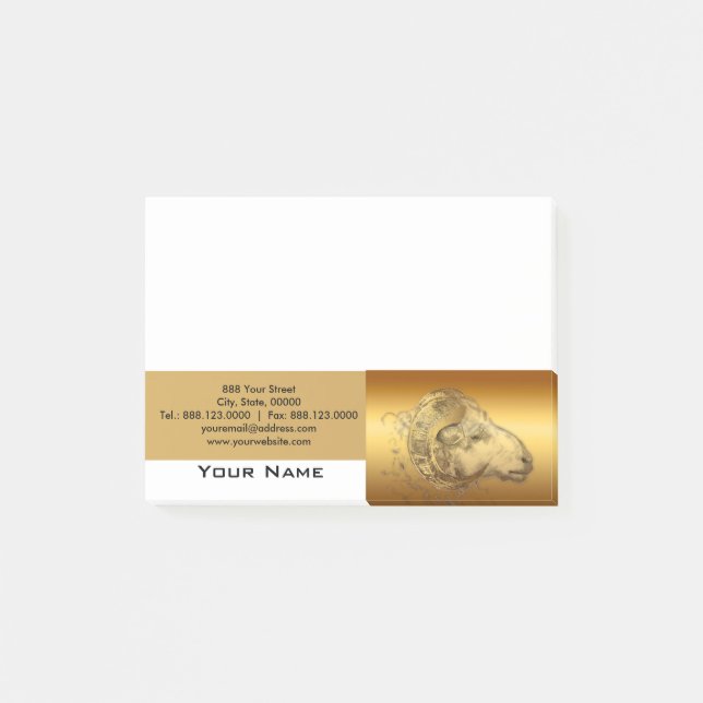 Post-it® Golden Ram Nouvel An chinois du mouton 2015 (Devant)