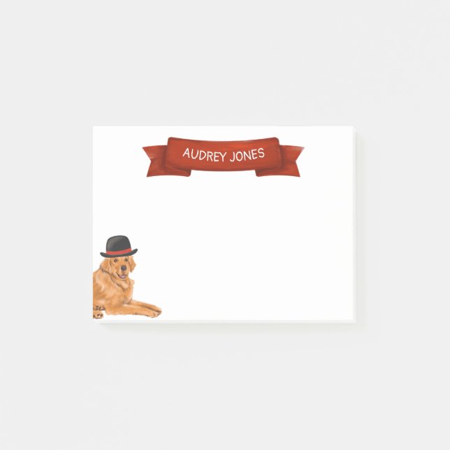 Post-it® Golden Retriever avec peinture Casquette (Devant)