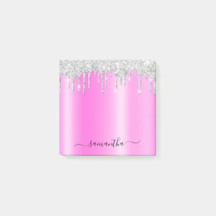 Post-it® Gouttes de paillettes argentées Magenta Scintillem