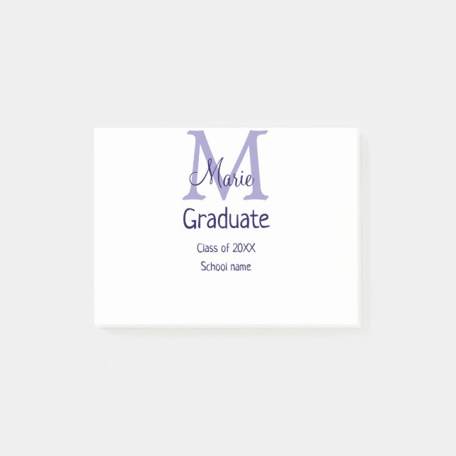 Post-it® Gradué ajouter nom monogramme violet simple m mini (Devant)