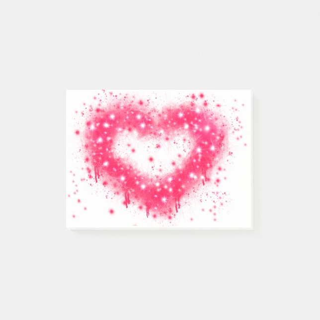 Post-it® Graffiti peinture rose brillant design coeur (Devant)