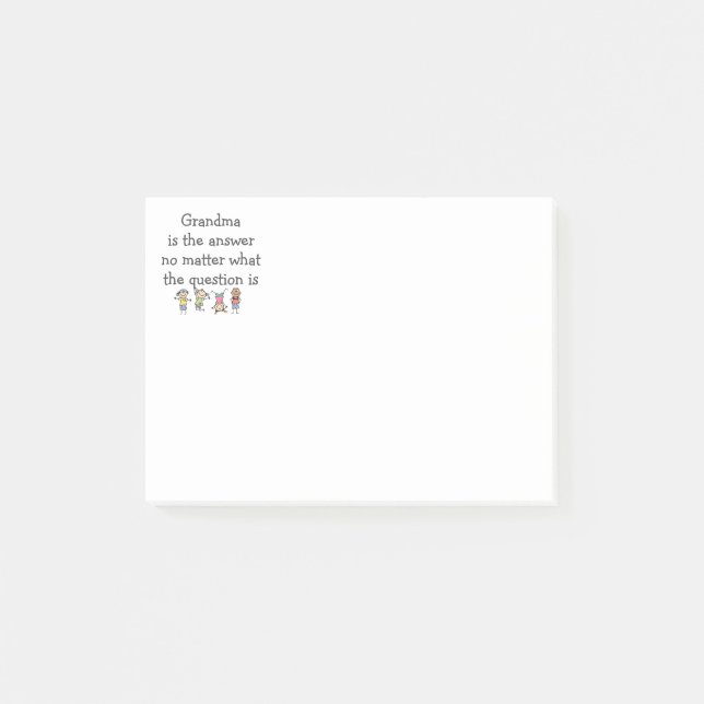 Post-it® Grand-mère est la réponse Fun Kids Citation (Devant)