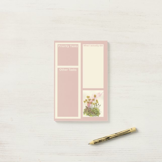 Post-it® Grand Post Son Avec Poppies Jaunes (Sur un bureau)