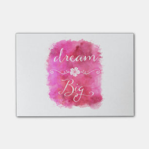 Post-it® Grande citation inspirée rêveuse rose d'aquarell