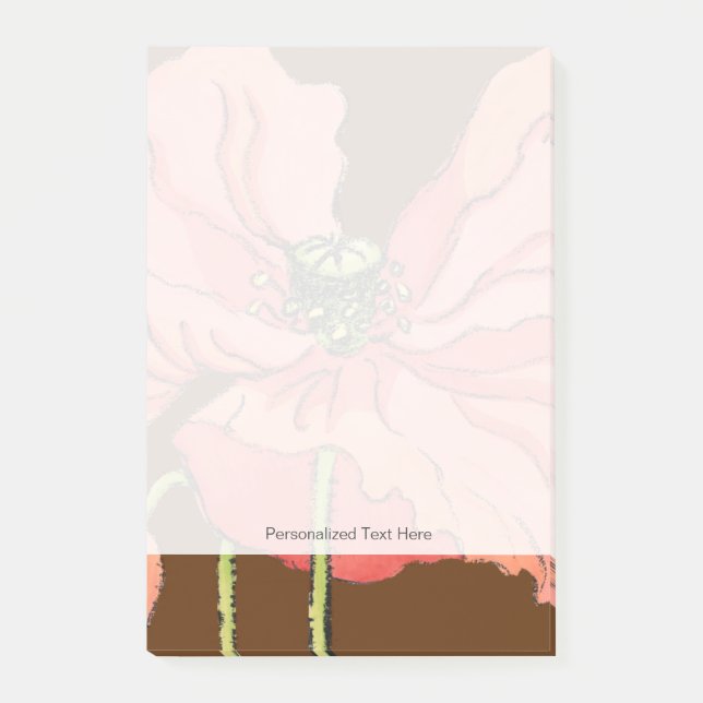 Post-it® Grande Fleur rose avec Arrière - plan rouge profon (Devant)