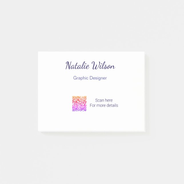 Post-it® Graphic designer name scan QR code details profess (Devant)