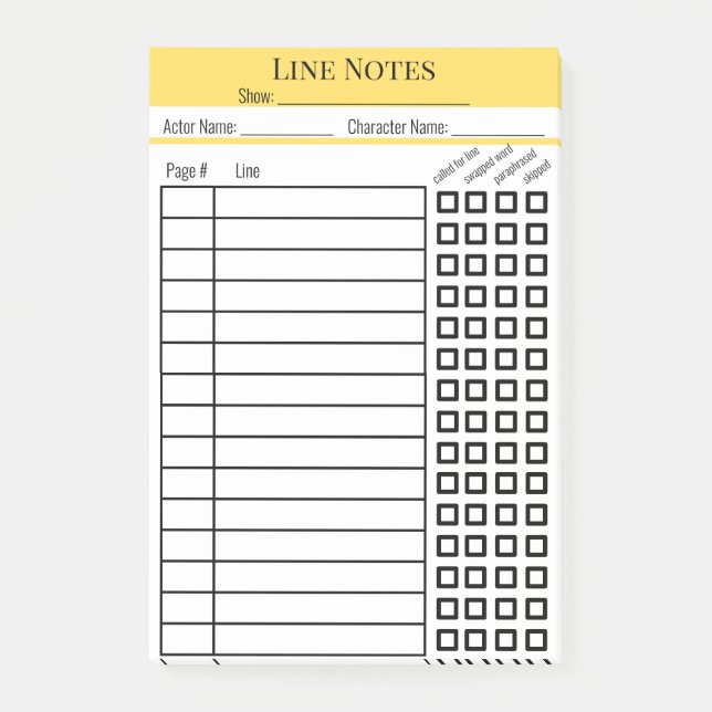 Post-it® Graphique Notes de ligne d'acteur (Devant)