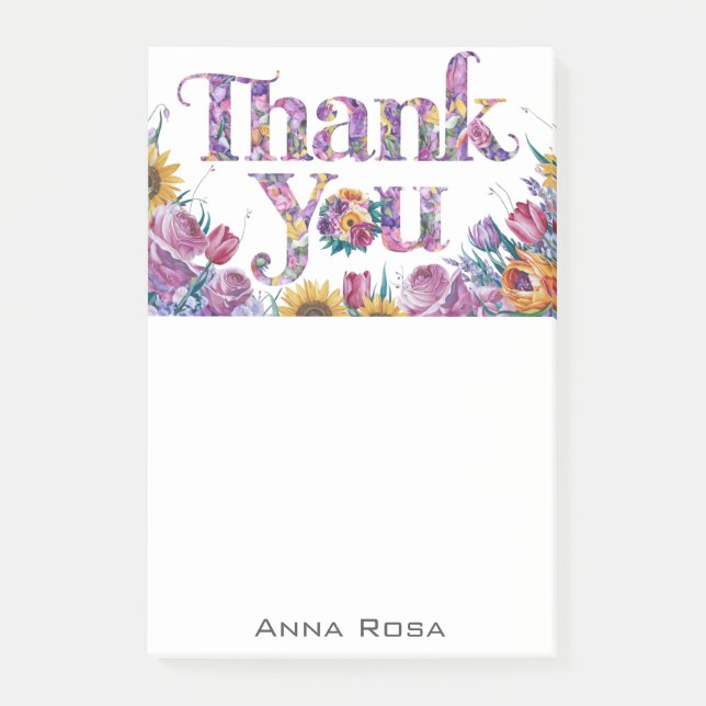 Post-it® *~* Gratitude AP85 Merci Fleurs Manifestation (Devant)