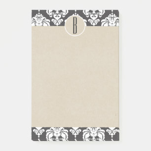 Post-it® Gray Blanc Glam Damas Kraft Monogramme initial