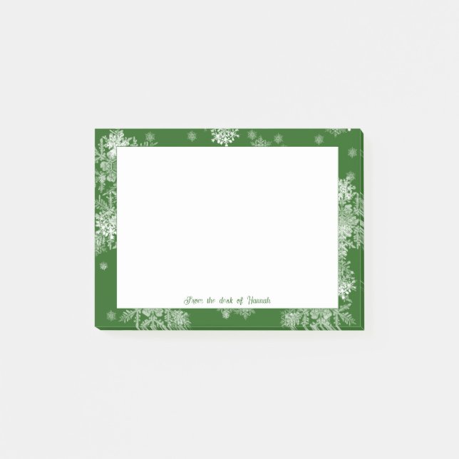 Post-it® Green Christmas Snowflakes Notes personnalisées (Devant)