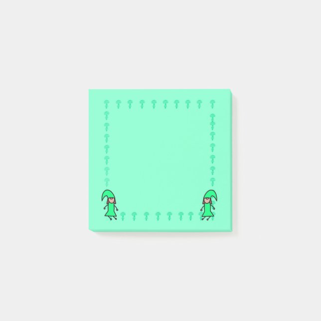 Post-it® Green Gnome with Mushrooms Post it Notes (Devant)
