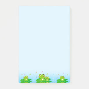 Post-it® Grenouilles mignonnes sur des notes bleu clair