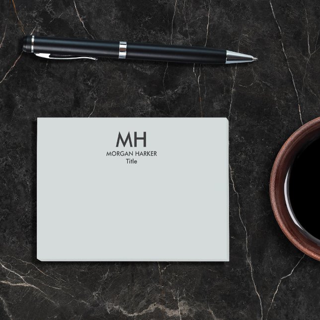 Post-it® Gris argent noir Minimal Propres Initiales (Créateur téléchargé)